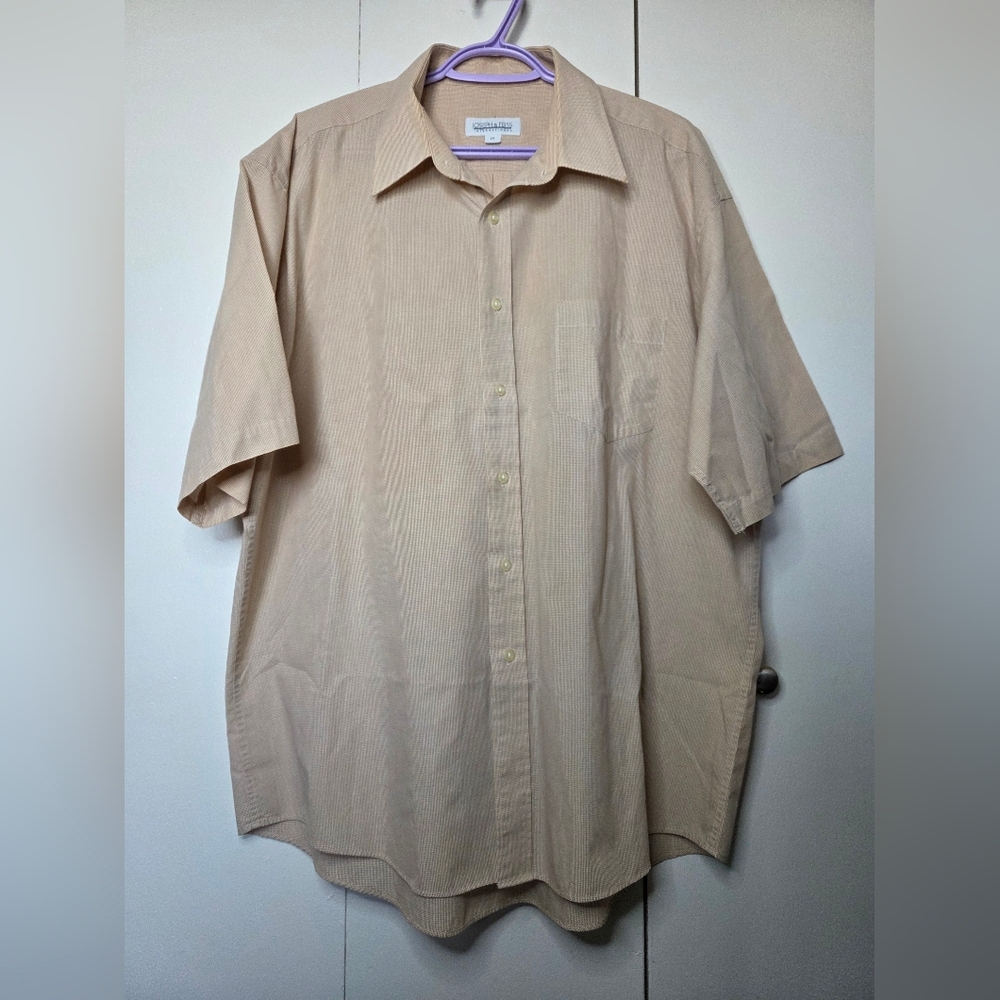 ☀️Joseph & Feiss Men's Neck 17 Tan Checkered Button Down Casual Shirt